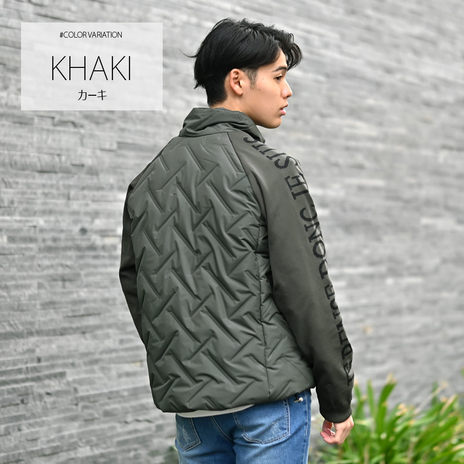 ダウンジャケット メンズ 機能中綿 シームレス ニットコンビ カジュアル ストリート 切替 暖かい 軽い ホワイト カーキ ブラック 白 黒 M L XL LL 2L |  | 02