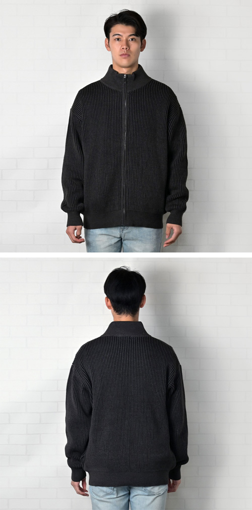 ニットブルゾン メンズ ドライバーズニット ニットジャケット ジップ