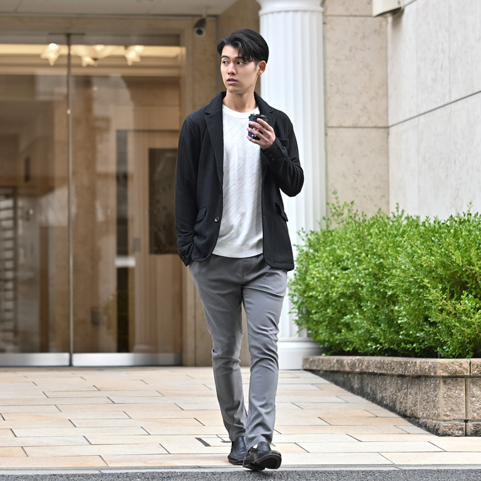 ジャケット メンズ ニットジャケット ニットアウター 裏無し 総柄 タイト 細身 春秋冬  杢 ストレッチ 黒 グレー チャコール ブラック 茶 黒 秋 冬 M L XL LL 2L |  | 10