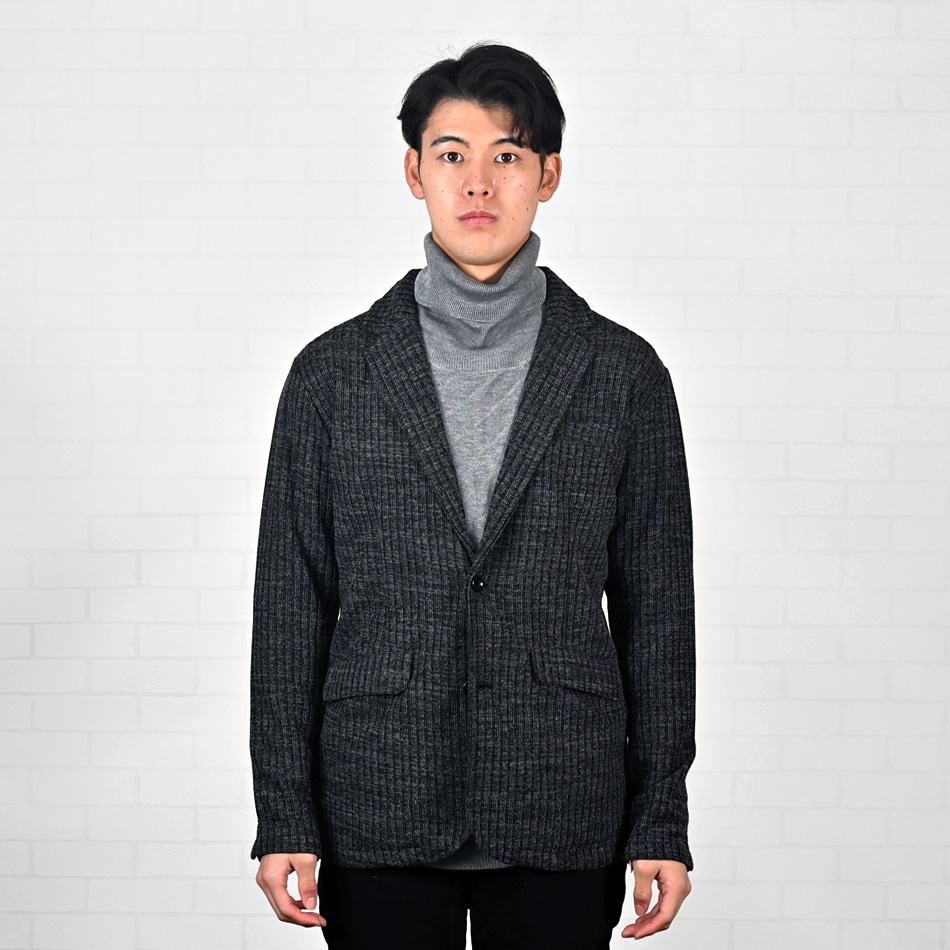 ジャケット メンズ ニットジャケット ニットアウター 裏無し 総柄 タイト 細身 春秋冬  杢 ストレッチ 黒 グレー チャコール ブラック 茶 黒 秋 冬 M L XL LL 2L |  | 11