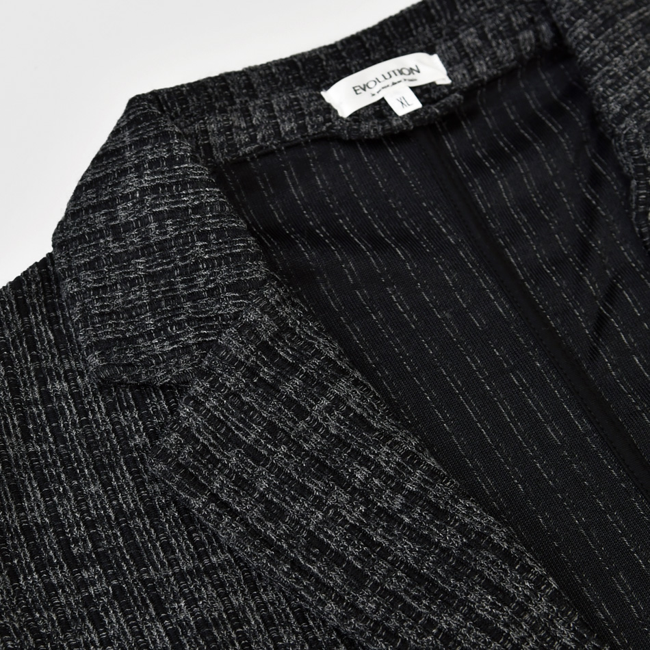 ジャケット メンズ ニットジャケット ニットアウター 裏無し 総柄 タイト 細身 春秋冬  杢 ストレッチ 黒 グレー チャコール ブラック 茶 黒 秋 冬 M L XL LL 2L |  | 13