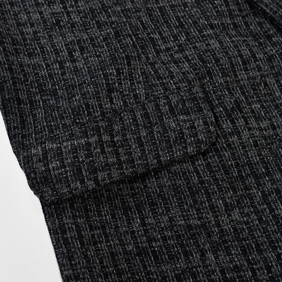 ジャケット メンズ ニットジャケット ニットアウター 裏無し 総柄 タイト 細身 春秋冬  杢 ストレッチ 黒 グレー チャコール ブラック 茶 黒 秋 冬 M L XL LL 2L |  | 15