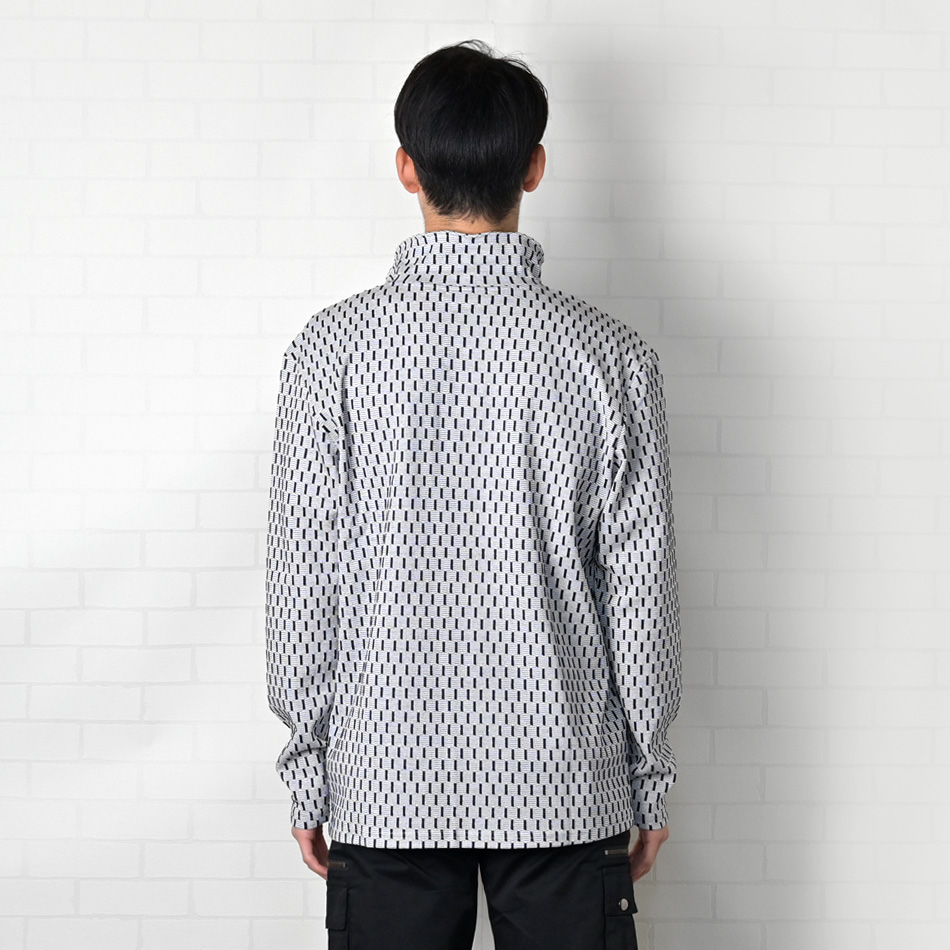 イタリアンカラーニットシャツ カットソー 長袖 メンズ スキッパー 総柄 晴秋冬 ジャガード 黒 グレー ブラック M L XL LL 2L |  | 09