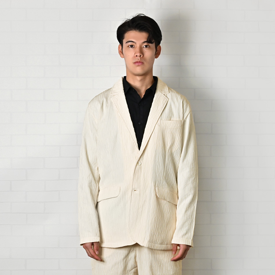 ジャケット メンズ カジュアルジャケット テーラードジャケット ストレッチ 楊柳 無地 裏地なし セットアップ(別売) 秋 春 アイボリー ブラウン ブラック 黒 |  | 12