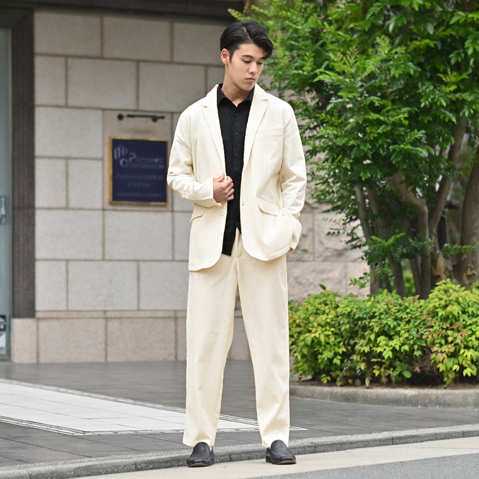 イージーパンツ メンズ テーパードパンツ タックパンツ 1タック ストレッチ セットアップ(別売) 楊柳 秋 春 アイボリー ブラウン ブラック 黒 M L XL LL 2L |  | 07