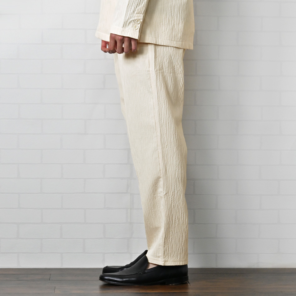 イージーパンツ メンズ テーパードパンツ タックパンツ 1タック ストレッチ セットアップ(別売) 楊柳 秋 春 アイボリー ブラウン ブラック 黒 M L XL LL 2L |  | 13