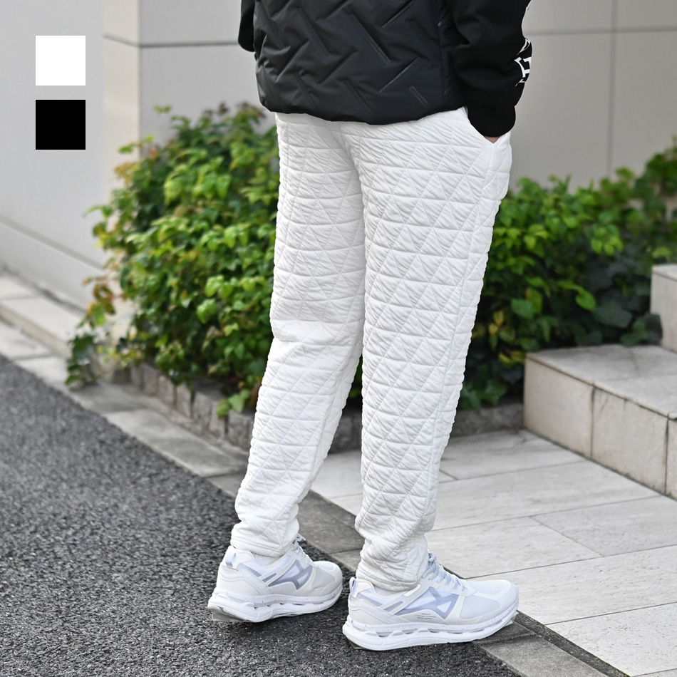 暖パン メンズ キルティングパンツ イージーパンツ テーパードパンツ ストレッチ アウトドア ゴルフ 釣り 春秋冬 ホワイト ブラック 白 黒 M L XL LL 2L | 