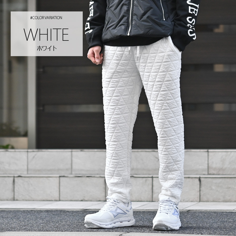 暖パン メンズ キルティングパンツ イージーパンツ テーパードパンツ ストレッチ アウトドア ゴルフ 釣り 春秋冬 ホワイト ブラック 白 黒 M L XL LL 2L |  | 01