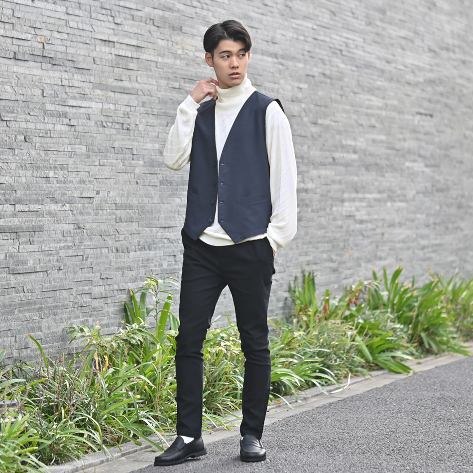 タートルネックニット メンズ セーター ジャガードニット ハイゲージ ちくちくしない 無地 白 黒 グレー ネイビー ワイン M L XL LL 2L |  | 09