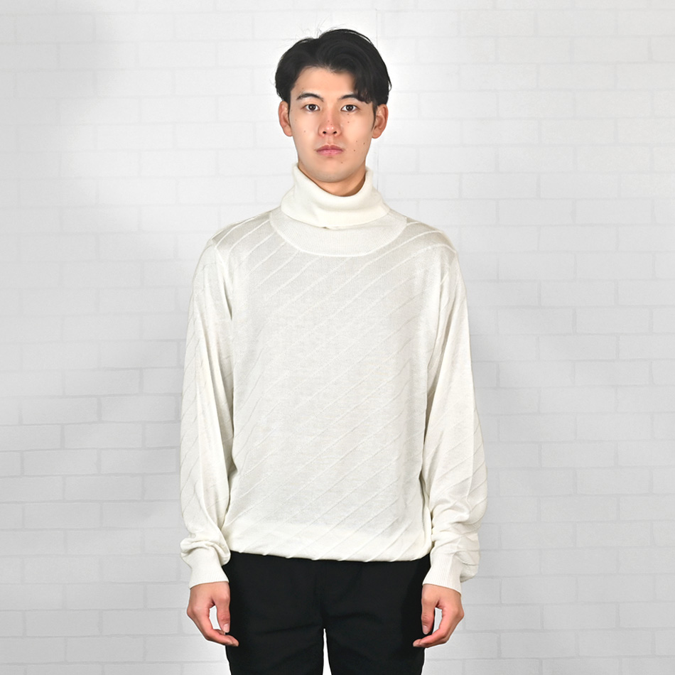 タートルネックニット メンズ セーター ジャガードニット ハイゲージ ちくちくしない 無地 白 黒 グレー ネイビー ワイン M L XL LL 2L |  | 16