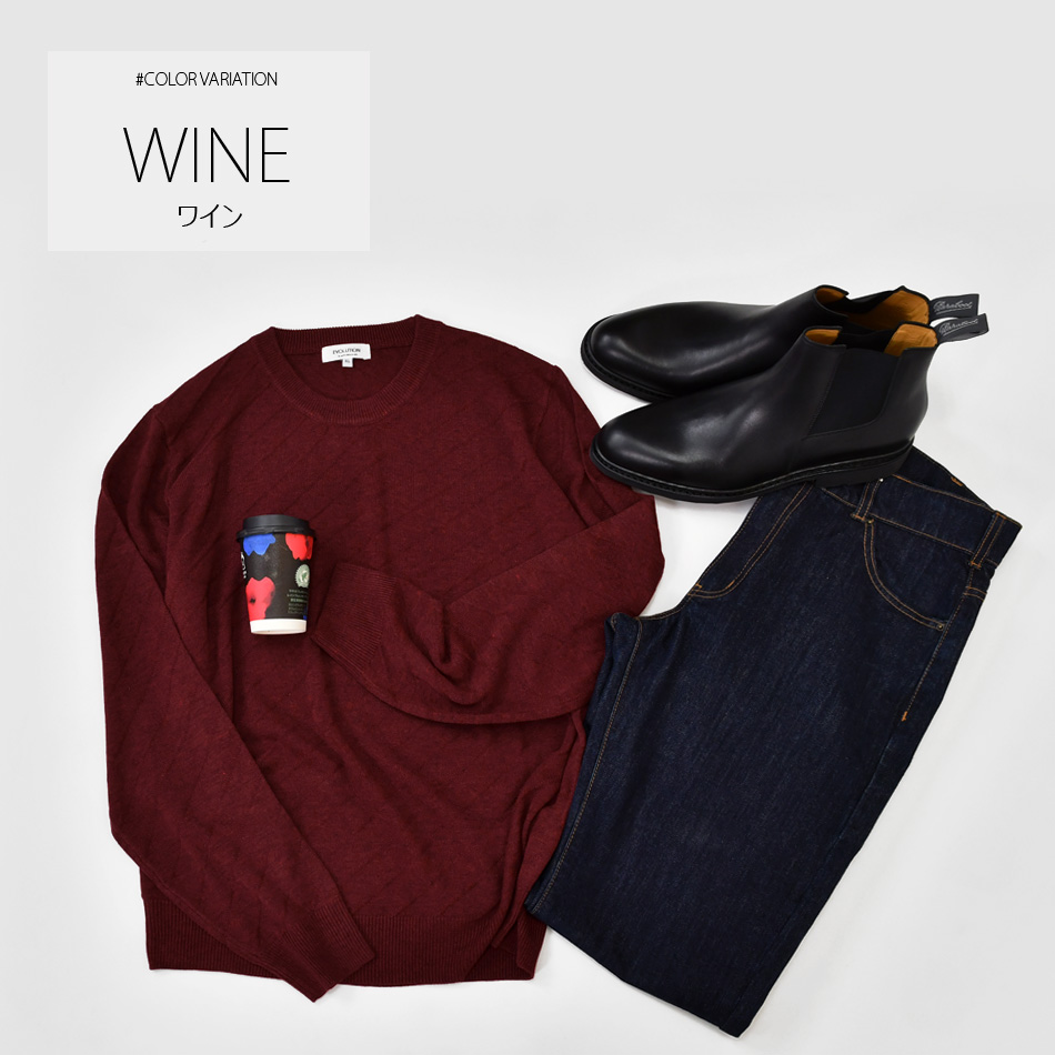 ニット メンズ セーター クルーネック ハイゲージ 機能素材 無地 ジャガードニット シンプル 春秋冬 白 黒 グレー ネイビー ワイン M L XL LL 2L |  | 11