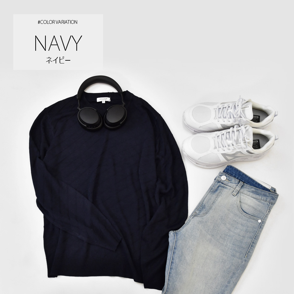 ニット メンズ セーター クルーネック ハイゲージ 機能素材 無地 ジャガードニット シンプル 春秋冬 白 黒 グレー ネイビー ワイン M L XL LL 2L |  | 12