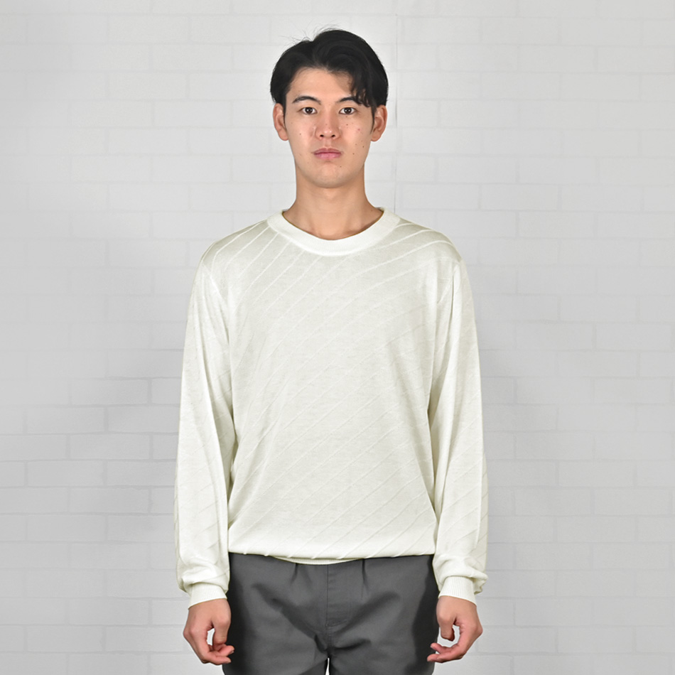 ニット メンズ セーター クルーネック ハイゲージ 機能素材 無地 ジャガードニット シンプル 春秋冬 白 黒 グレー ネイビー ワイン M L XL LL 2L |  | 14