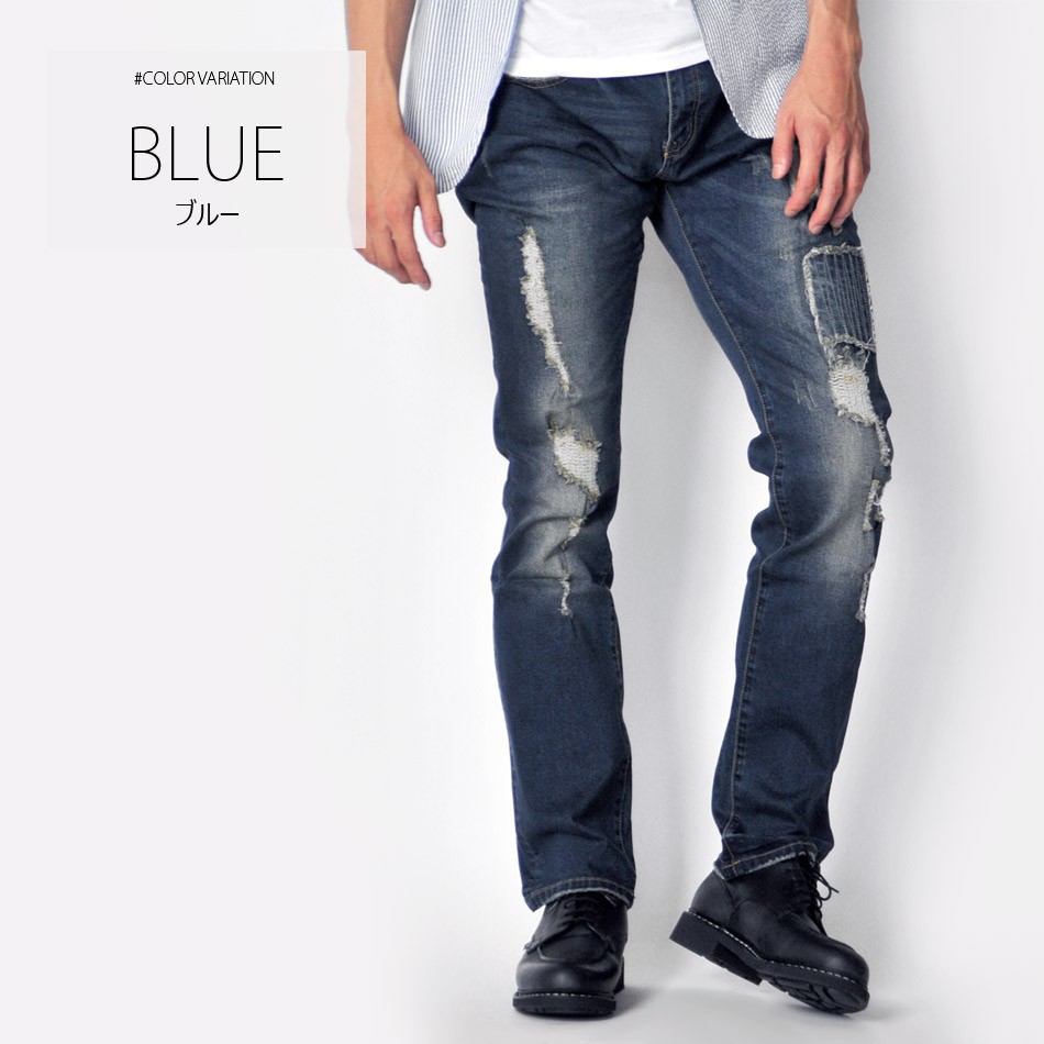 ジーンズ メンズ ストレート M L XL 2L LL 30 31 32 青 ライトブルー ブルー ストレッチ ユーズド ウォッシュ クラッシュ EVOLUTION 61166 | EVOLUTION | 02