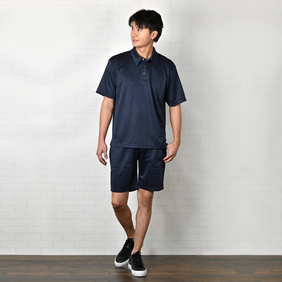 ハーフパンツ メンズ ショートパンツ ハーパン セットアップ(別売) ゴルフウェア 千鳥格子 総柄 ひざ丈 膝上丈 ホワイト ネイビー グレー 白 ストレッチ M L XL | EVOLUTION | 08
