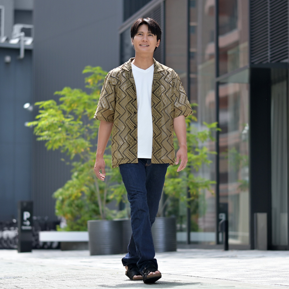 シアーシャツ メンズ カジュアルシャツ サマーシャツ 半袖 夏用 透けシャツ ダイヤ 白 ホワイト ベージュ サックスブルー M L XL LL 2L | EVOLUTION | 08