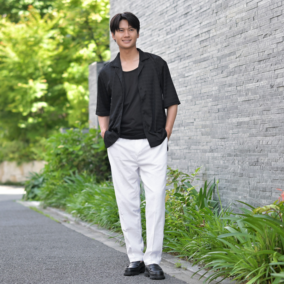 シアーシャツ メンズ カジュアルシャツ サマーシャツ 半袖 夏用 透けシャツ ダイヤ 白 黒 ホワイト グレー ブラック M L XL LL 2L | EVOLUTION | 10