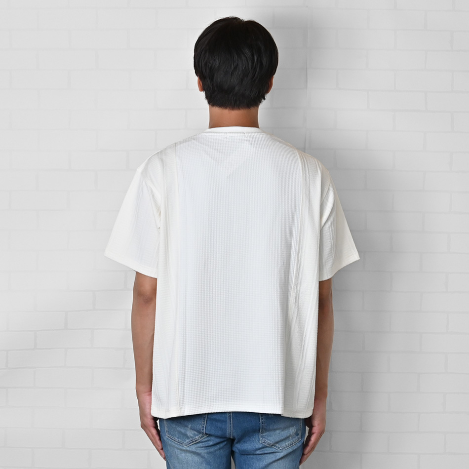 Tシャツ メンズ 半袖 ヘンリーネック ワッフル サーマル 春夏秋 白 黒 ホワイト ブラック M L XL LL 2L | EVOLUTION | 10