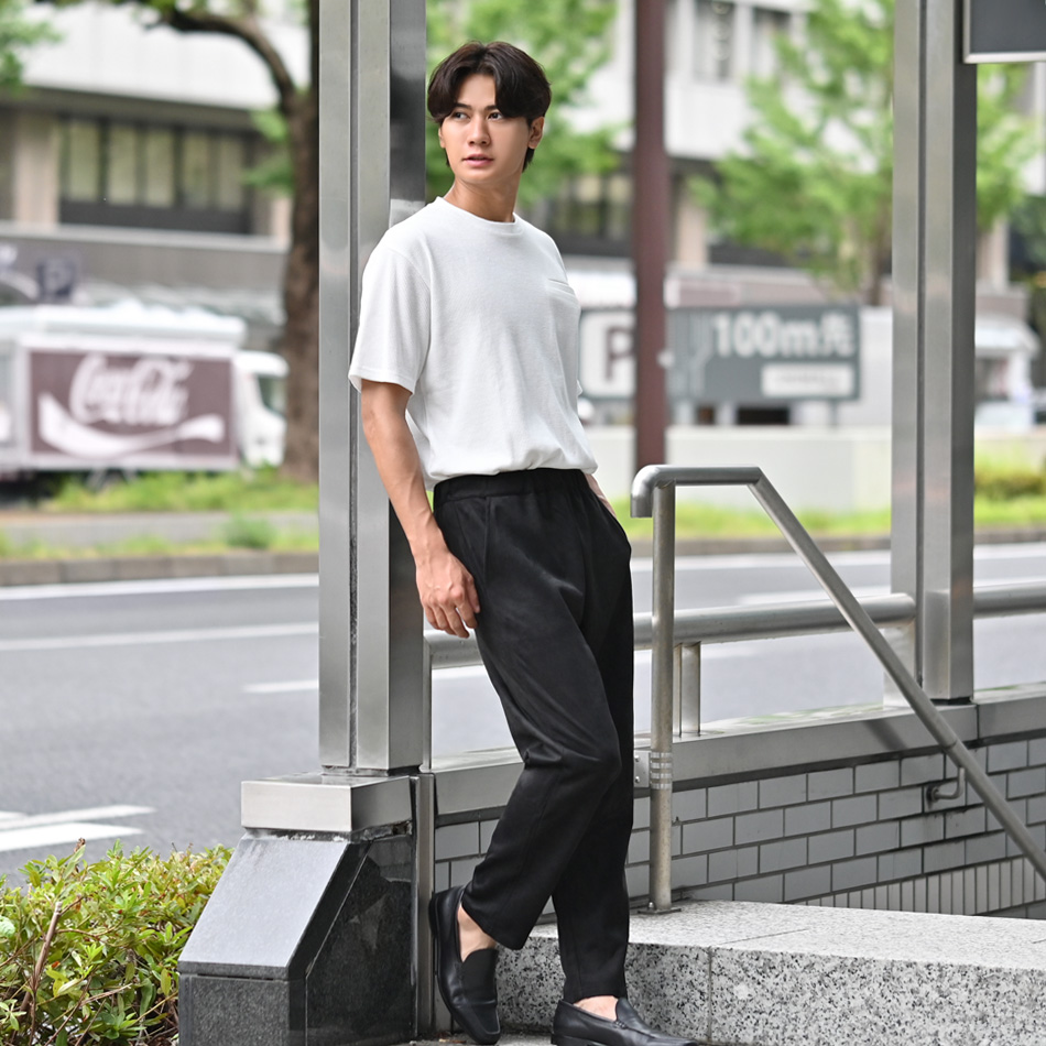 イージーパンツ スラックス メンズ テーパードライン ウエストゴム 大人カジュアル スエード セットアップ(別売) 春秋冬 茶 黒 グレー ブラウン ブラック M L XL | EVOLUTION | 11