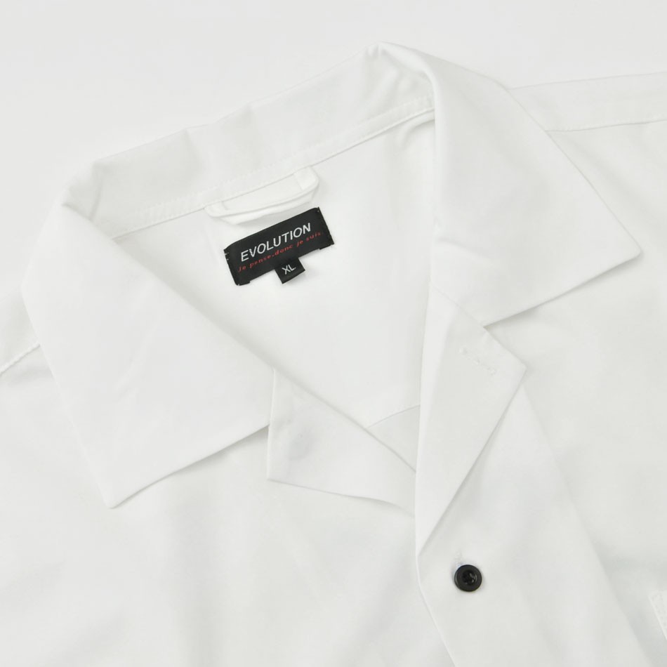 シャツ メンズ カジュアル 半袖 開襟 オープンカラー 刺繍 アメリカ 白 黒 M L XL ホワイト ブラック | EVOLUTION | 08