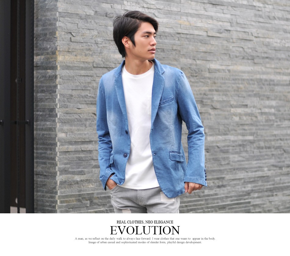EVOLUTION デニムテーラードジャケット メンズ カジュアル 春夏