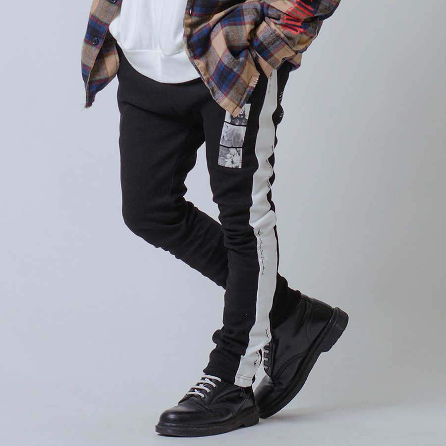 ジョッパーズパンツ メンズ サイドライン プリント ポンチ アンチピリング 白 黒 ホワイト ブラック S M L RE730 セブンサーティー | RE730 | 02