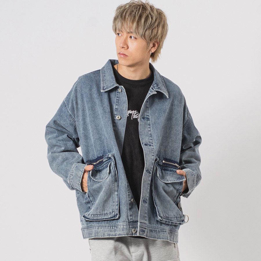 ビッグポケットビッグシルエットGジャン メンズ ビッグシルエット オーバーサイズ ストリート系 韓国ファッション 韓国系 RE730 セブンサーティー | RE730 | 01