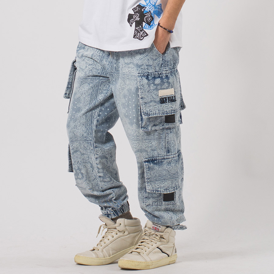 [REST&RECREATION] RR TIE DYE CARGO パンツ ★新作★韓国★人気 RE730 バンダナ柄ルーズカーゴパンツ メンズ ワイドパンツ