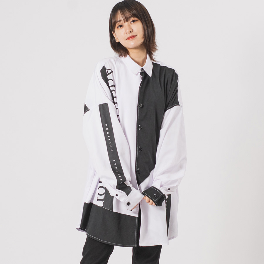 ビッグシルエットテーププリントドルマンシャツ メンズ ビッグシルエット オーバーサイズ ストリート系 韓国ファッション 韓国系 RE730 セブンサーティー | RE730 | 02