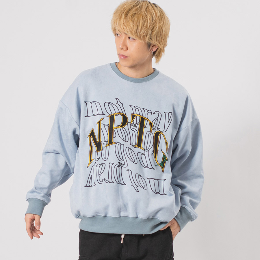 エコスエード刺繍ワイドトレーナー メンズ ビッグシルエット オーバーサイズ ストリート系 韓国ファッション 韓国系 RE730 セブンサーティー | RE730 | 02