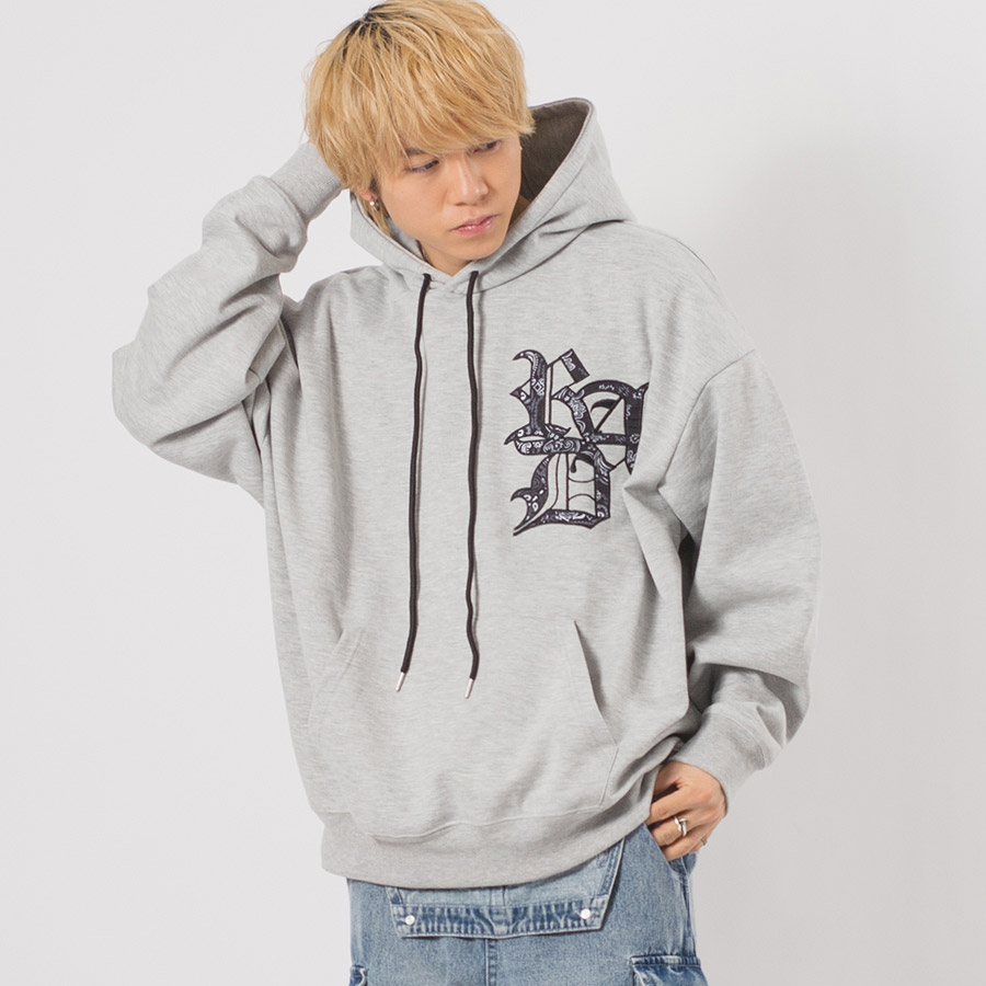 CVCビッグシルエットアップリケ刺繍パーカー メンズ ビッグシルエット オーバーサイズ ストリート系 韓国ファッション 韓国系 RE730 セブンサーティー | RE730 | 02