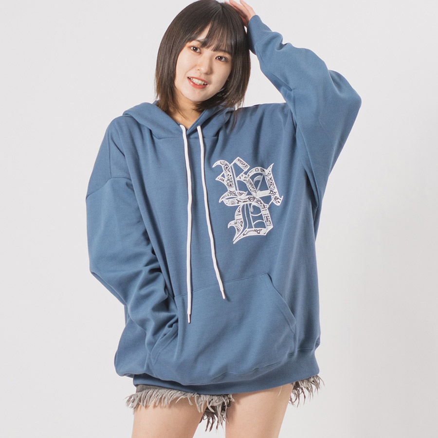 CVCビッグシルエットアップリケ刺繍パーカー メンズ ビッグシルエット オーバーサイズ ストリート系 韓国ファッション 韓国系 RE730 セブンサーティー | RE730 | 03