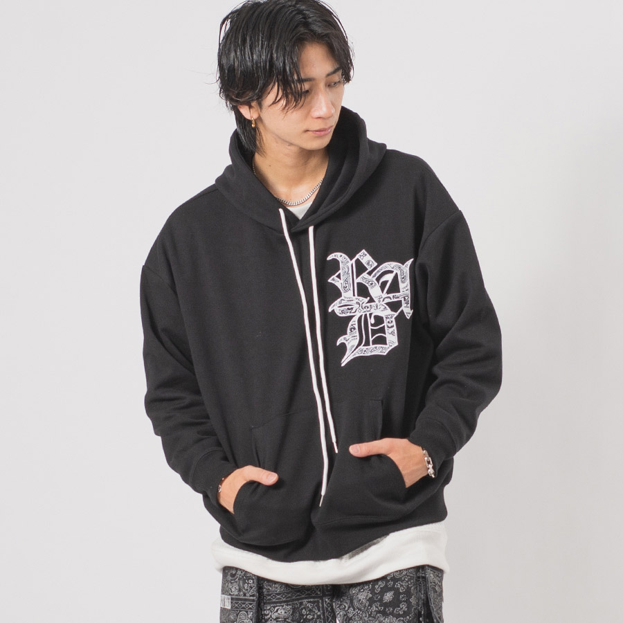 CVCビッグシルエットアップリケ刺繍パーカー メンズ ビッグシルエット オーバーサイズ ストリート系 韓国ファッション 韓国系 RE730 セブンサーティー | RE730 | 04