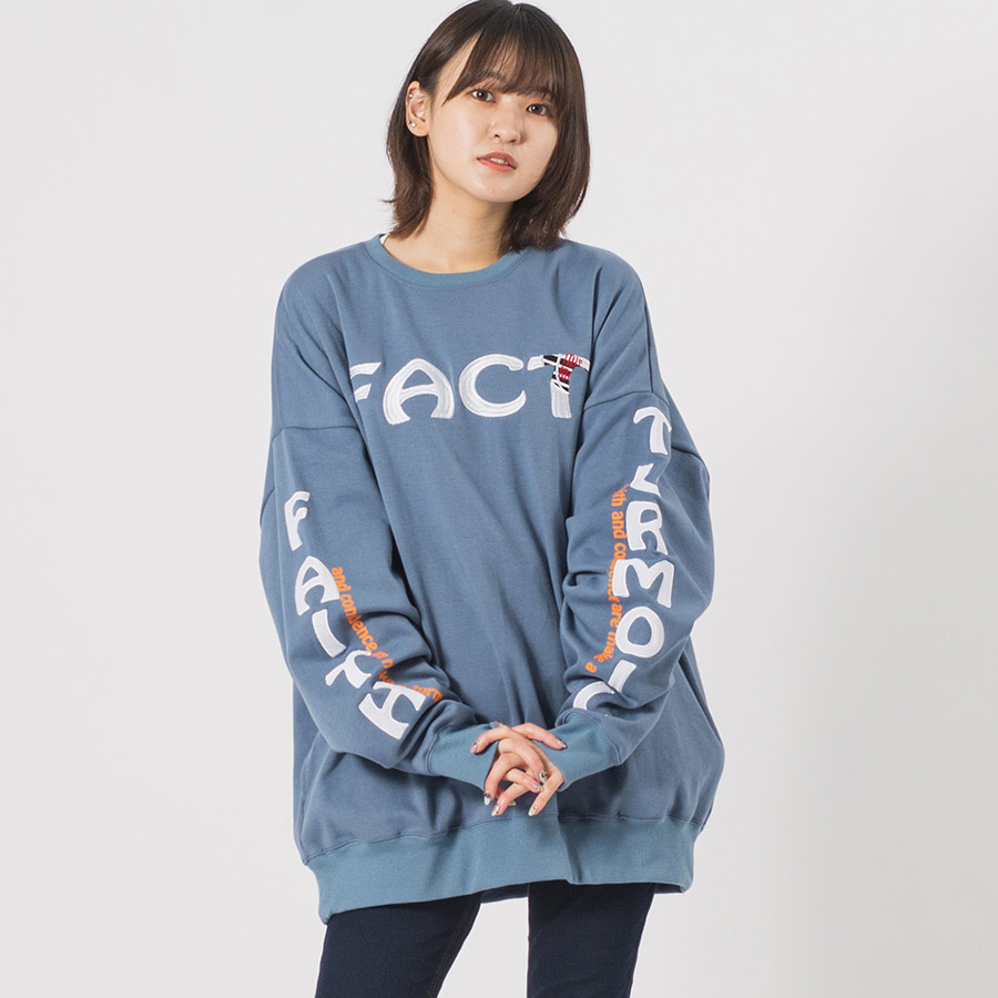 CVCビッグシルエットアップリケトレーナー メンズ ビッグシルエット オーバーサイズ ストリート系 韓国ファッション 韓国系 RE730 セブンサーティー | RE730 | 02