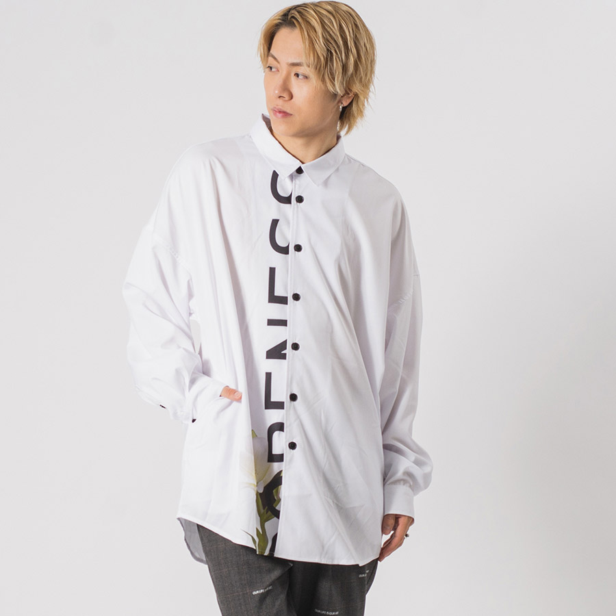 ロング丈フラワープリントドルマンシャツ メンズ ビッグシルエット オーバーサイズ ストリート系 韓国ファッション 韓国系 RE730 セブンサーティー | RE730 | 01