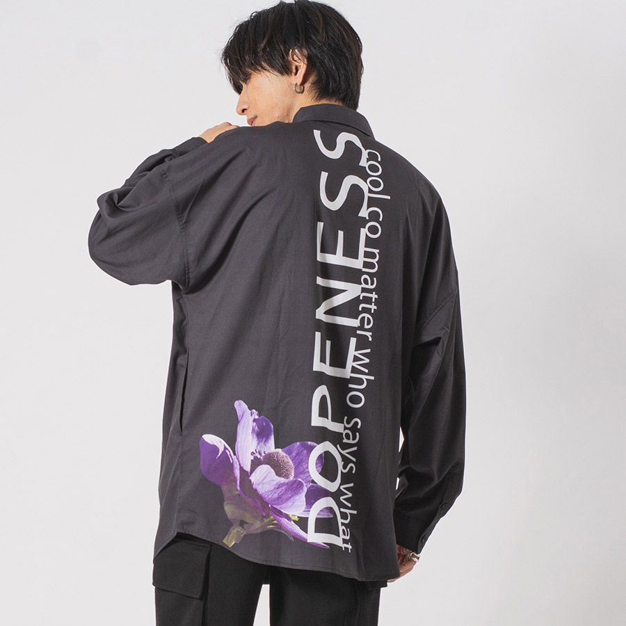 ロング丈フラワープリントドルマンシャツ メンズ ビッグシルエット オーバーサイズ ストリート系 韓国ファッション 韓国系 RE730 セブンサーティー | RE730 | 02