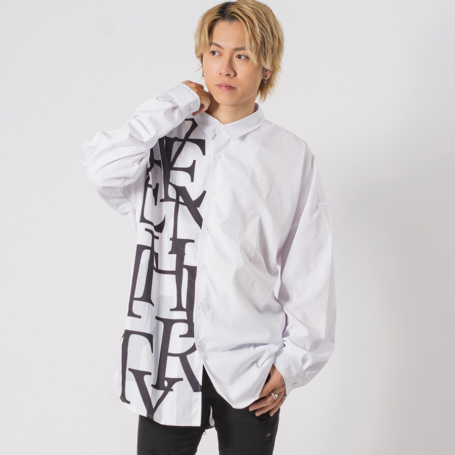 ロング丈バックジップドルマンシャツ メンズ ビッグシルエット オーバーサイズ ストリート系 韓国ファッション 韓国系 RE730 セブンサーティー | RE730 | 01