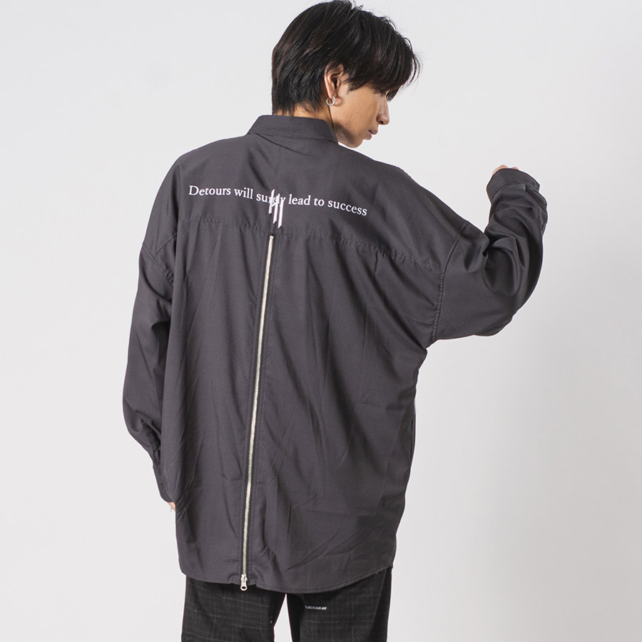 ロング丈バックジップドルマンシャツ メンズ ビッグシルエット オーバーサイズ ストリート系 韓国ファッション 韓国系 RE730 セブンサーティー | RE730 | 02