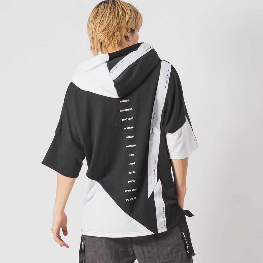 アシンメトリードルマンTパーカー メンズ ビッグシルエット オーバーサイズ ストリート系 韓国ファッション 韓国系 RE730 セブンサーティー | RE730 | 02