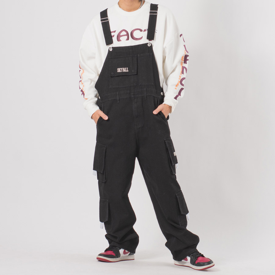 ルーズカーゴオーバーオール メンズ ワイドパンツ オーバーサイズ ユニセックス ストリート系 韓国ファッション 韓国系 RE730 セブンサーティー | RE730 | 02