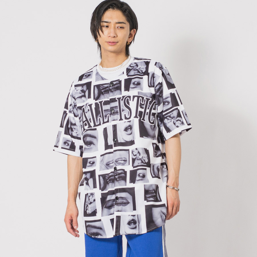 ビッグシルエット総柄ビッグベースボールシャツ メンズ ビッグシルエット オーバーサイズ ストリート系 韓国ファッション 韓国系 RE730 セブンサーティー | RE730 | 03