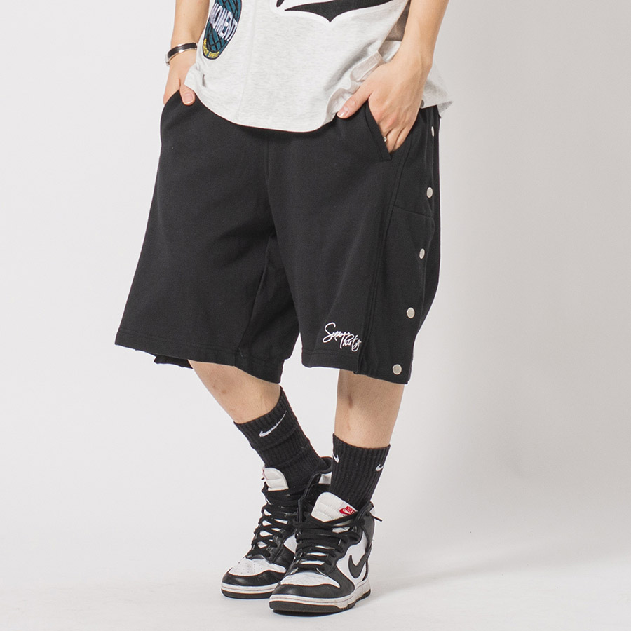 裏毛サイドスナップジムショーツ メンズ ショートパンツ ワイドパンツ ビッグシルエット ストリート系 韓国ファッション 韓国系 RE730 セブンサーティー | RE730 | 04