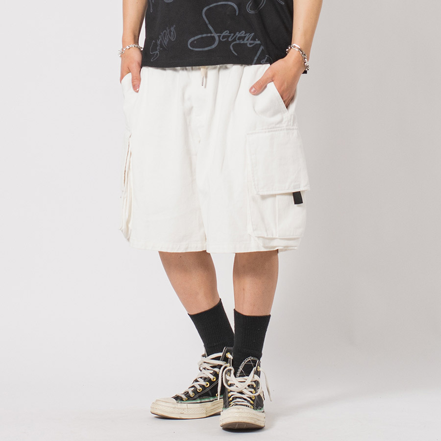 カーゴカラーショートパンツ メンズ ワイドパンツ ビッグシルエット オーバーサイズ ストリート系 韓国ファッション 韓国系 RE730 セブンサーティー | RE730 | 01