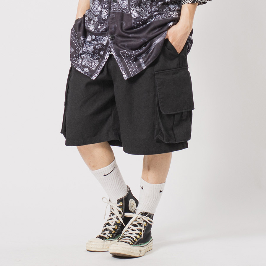 カーゴカラーショートパンツ メンズ ワイドパンツ ビッグシルエット オーバーサイズ ストリート系 韓国ファッション 韓国系 RE730 セブンサーティー | RE730 | 03