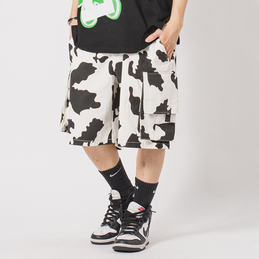 カーゴカラーショートパンツ メンズ ワイドパンツ ビッグシルエット オーバーサイズ ストリート系 韓国ファッション 韓国系 RE730 セブンサーティー | RE730 | 05