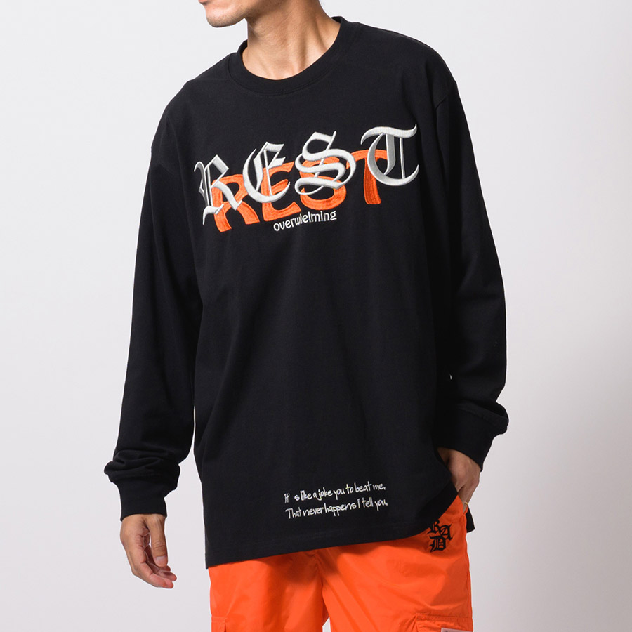 天竺刺繍ロングスリーブTシャツ メンズ ビッグシルエット オーバーサイズ ストリート系 韓国ファッション 韓国系 RE730 セブンサーティー | RE730 | 03