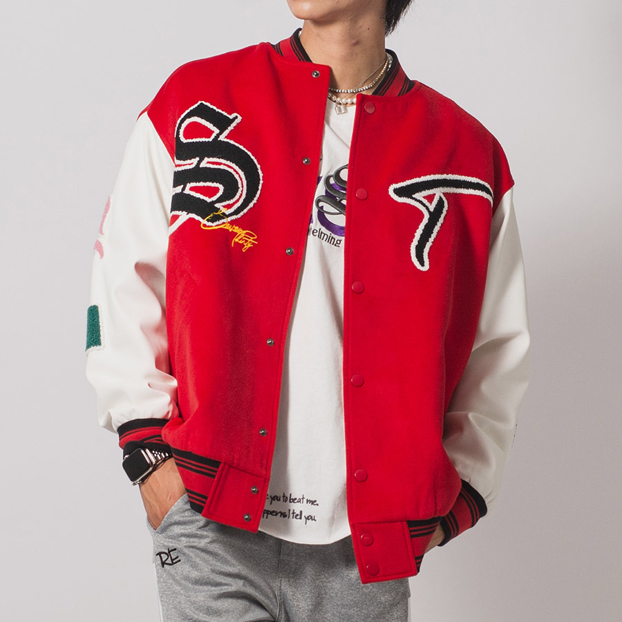 【即完売モデル】シュプリーム☆アーチロゴカラースタジャン　バーシティジャケット 即完売モデル シュプリーム アーチロゴ スタジャン バーシティ