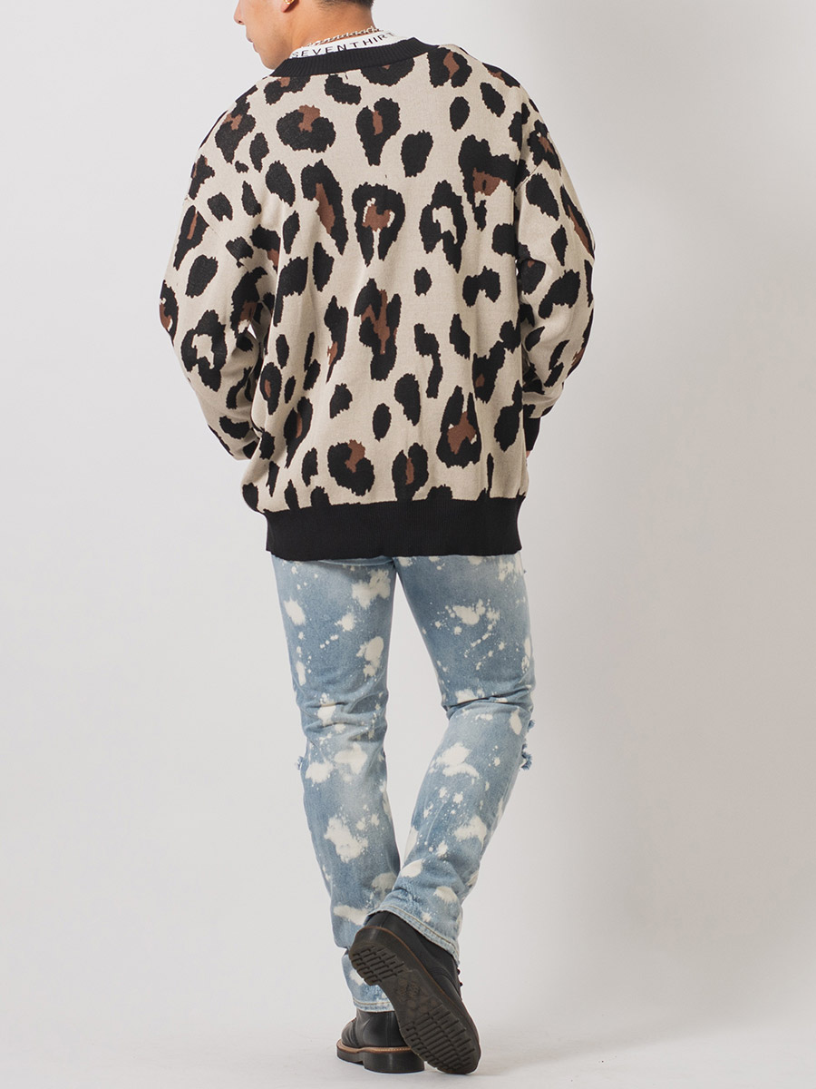 総柄ビッグニットカーディガン メンズ ビッグシルエット オーバーサイズ ストリート系 韓国ファッション 韓国系 RE730 セブンサーティー | RE730 | 07