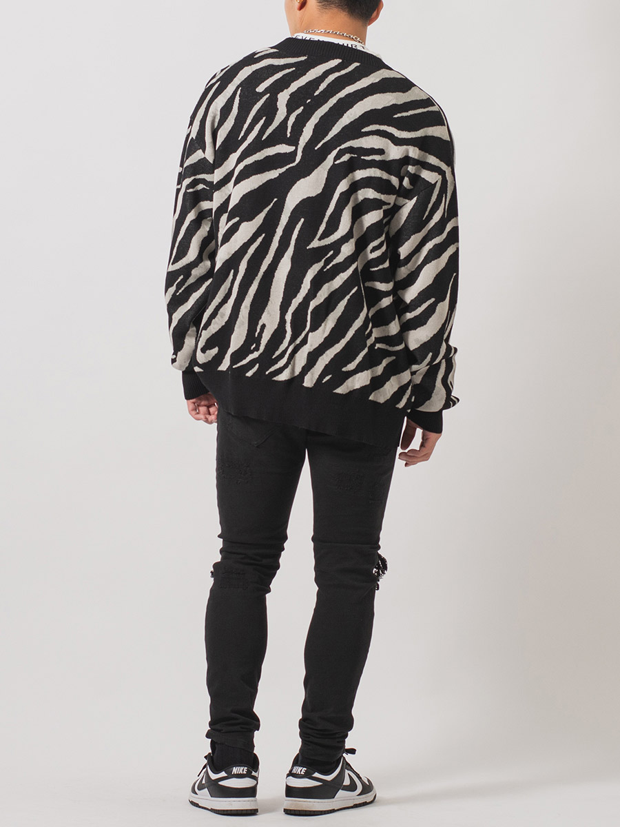 総柄ビッグニットカーディガン メンズ ビッグシルエット オーバーサイズ ストリート系 韓国ファッション 韓国系 RE730 セブンサーティー | RE730 | 09