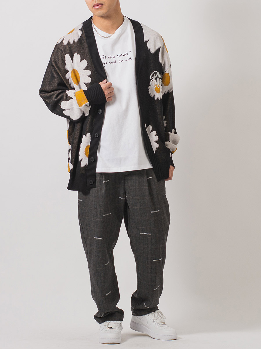 総柄ビッグニットカーディガン メンズ ビッグシルエット オーバーサイズ ストリート系 韓国ファッション 韓国系 RE730 セブンサーティー | RE730 | 10